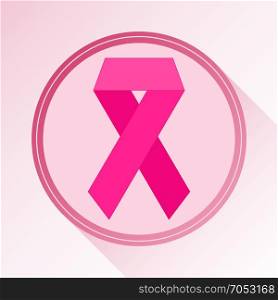 Pink ribbon breast cancer awareness. Flat design. Vector illustration. . Ribbon