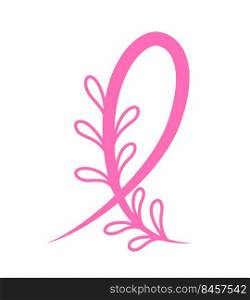 Pink ribbon. Breast Cancer Awareness Month C&aign. Icon design for poster, banner, t-shirt.