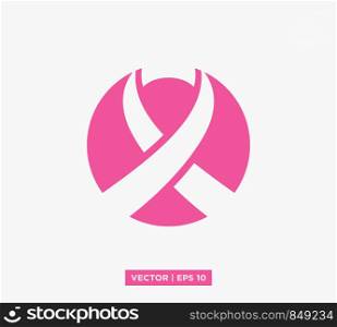 Pink Ribbon Breast Cancer Awareness Vector Illustration