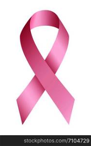 Pink ribbon cancer icon. Realistic illustration of pink ribbon cancer vector icon for web design isolated on white background. Pink ribbon cancer icon, realistic style