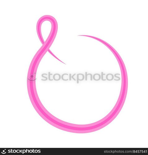 Pink ribbon curve in circle shape. Breast Cancer Awareness Month C&aign. Icon design. Vector illustration