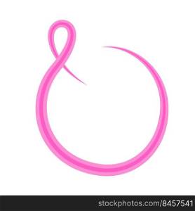 Pink ribbon curve in circle shape. Breast Cancer Awareness Month C&aign. Icon design. Vector illustration