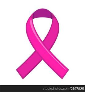 Pink ribbon icon in flat style isolated on white background. Symbol for breast cancer awareness. Vector illustration. Healthcare medical concept.. Pink ribbon icon in flat style isolated on white background.