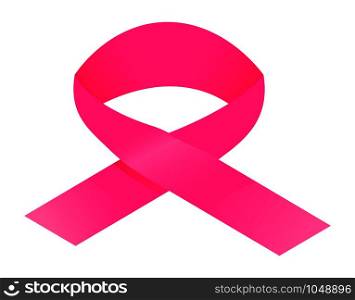 Pink ribbon icon. Isometric of pink ribbon vector icon for web design isolated on white background. Pink ribbon icon, isometric style