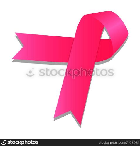 Pink ribbon icon. Isometric of pink ribbon vector icon for web design isolated on white background. Pink ribbon icon, isometric style