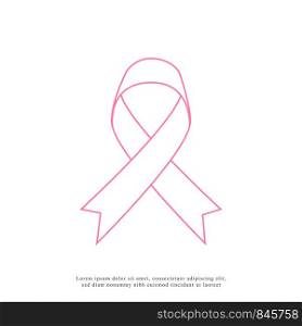 pink ribbon in line design. ribbon vector icon