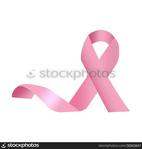 Pink ribbon in realistic style. Medicine day. Breast cancer awareness month concept. 3d sign. Vector illustration. stock image. EPS 10.. Pink ribbon in realistic style. Medicine day. Breast cancer awareness month concept. 3d sign. Vector illustration. stock image.