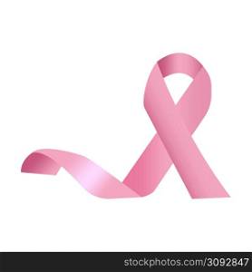 Pink ribbon in realistic style. Medicine day. Breast cancer awareness month concept. 3d sign. Vector illustration. stock image. EPS 10.. Pink ribbon in realistic style. Medicine day. Breast cancer awareness month concept. 3d sign. Vector illustration. stock image.