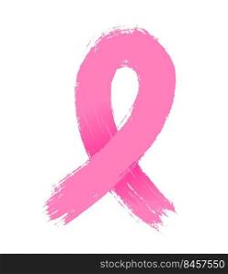 Pink ribbon line art brush style. Breast Cancer Awareness Month C&aign. Icon design for poster, banner, t-shirt.