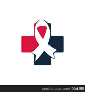 Pink ribbon medical cross vector logo design. Breast cancer awareness symbol. October is month of Breast Cancer Awareness in the world.