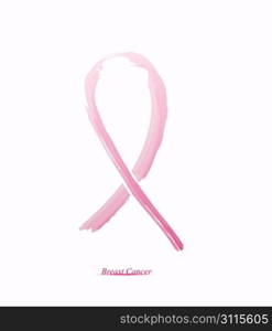 Pink ribbon on her chest to support breast cancer cause or AIDS. The abstract concept.