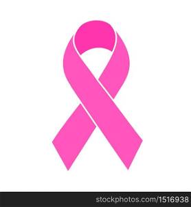 Pink ribbon symbol. Breast Cancer Awareness Month Campaign. Icon design. Vector illustration isolated on white background.