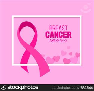 Pink ribbon symbol. Breast cancer awareness month campaign. Vector illustration.