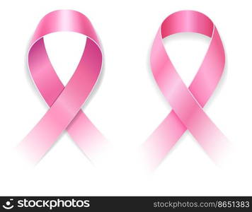 pink ribbon symbol of breast cancer disease vector illustration isolated on background