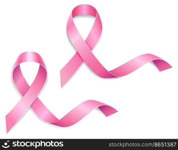 pink ribbon symbol of breast cancer disease vector illustration isolated on background