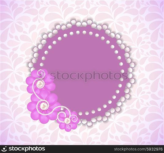 Pink Romantic Flower Frame Vector Background. EPS10