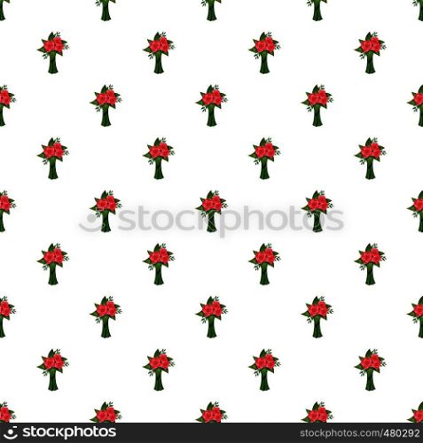 Pink roses bouquet pattern seamless repeat in cartoon style vector illustration. Pink roses bouquet pattern