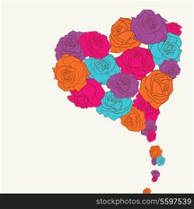 Pink roses heart shape. Vector illustration.