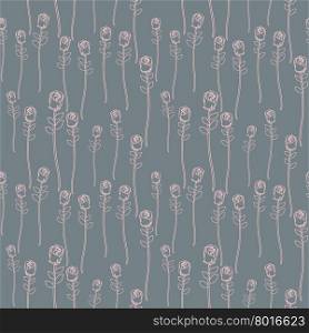Pink Roses on a grey background seamless pattern. Vector flower background&#xA;