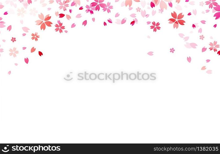 Pink Sakura flowers isolated on white background.Japan cherry blossoms clip art lovely wallpaper.