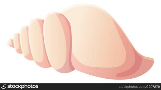 Pink scallop seashell. Beach clipart,ocean element concept. Stock vector illustration isolated on white background in flat cartoon style.. Pink scallop seashell. Beach clipart,ocean element concept. Stock vector illustration isolated on white background in flat cartoon style