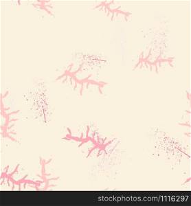 Pink sea coral trendy seamless pattern with hand drawn textures background. Design for wrapping paper, wallpaper, fabric print, backdrop. Vector illustration.. Pink sea coral trendy seamless pattern with hand drawn textures background.