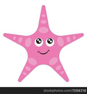 Pink sea star,, illustration, vector on white background.
