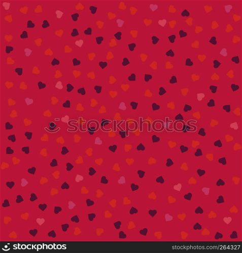 Pink seamless pattern with living coral and violet hearts