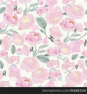 Pink seamless pattern with peony for background