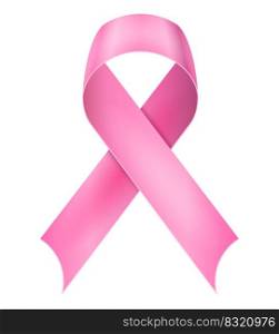pink silk shiny ribbon in support of breast cancer disease vector illustration isolated on white background