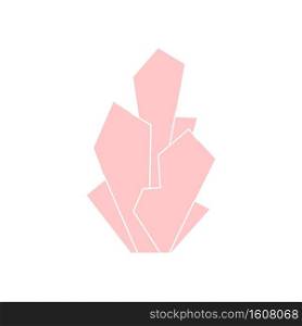 Pink simple crystal on a white background. Magic, witchcraft, jewelry, treasures. Hand drawn vector isolated single illustration.