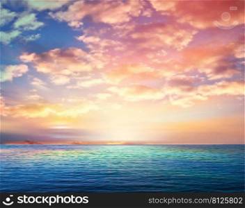 pink sky and sea background