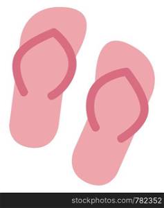 Pink slippers, illustration, vector on white background.