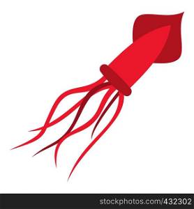 Pink squid icon flat isolated on white background vector illustration. Pink squid icon isolated