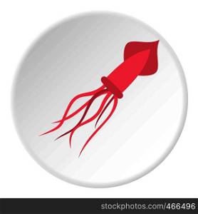 Pink squid icon in flat circle isolated on white background vector illustration for web. Pink squid icon circle