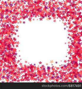 Pink Star Frame on White Background. Red Starry Pattern. Pink Star Frame on White Background.