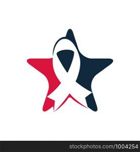 Pink star ribbon vector logo design. Breast cancer awareness symbol. October is month of Breast Cancer Awareness in the world.