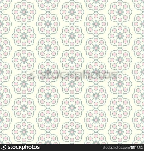 Pink sweet bloom and rectangle and line pattern on pastel background. Vintage flower style for cute or graphic design.