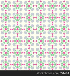 Pink sweet circle and curve cup and small triangle pattern on pastel color. Abstract and vintage seamless pattern style for cute or modern design