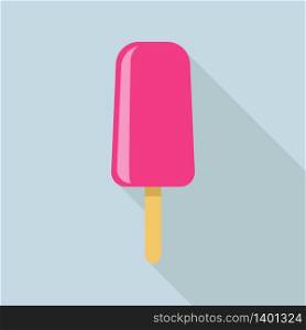 Pink tasty popsicle icon. Flat illustration of pink tasty popsicle vector icon for web design. Pink tasty popsicle icon, flat style