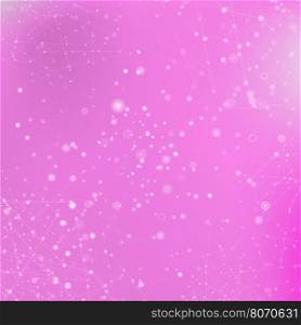 Pink Technology Background with Particle, Molecule Structure. Genetic and Chemical Compounds. Communication Concept. Space and Constellations.