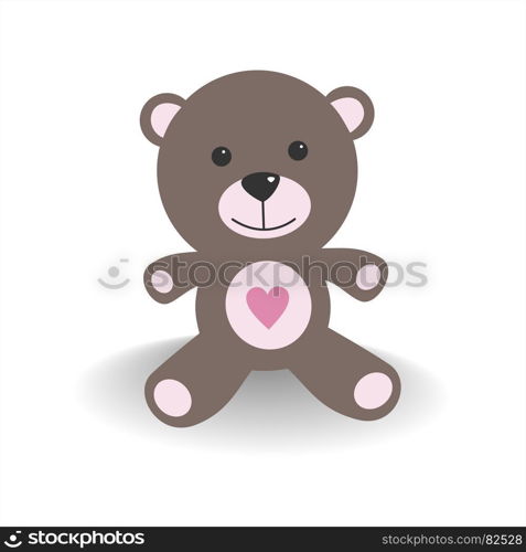 Pink teddy bear with shade on a white background