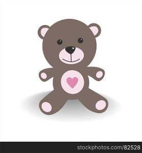 Pink teddy bear with shade on a white background