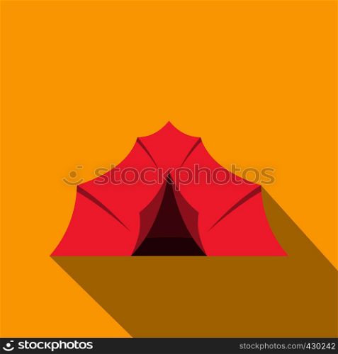 Pink tent for camping icon. Flat illustration of pink tent for camping vector icon for web. Pink tent for camping icon, flat style