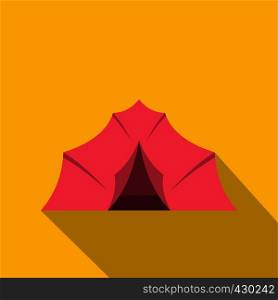 Pink tent for camping icon. Flat illustration of pink tent for camping vector icon for web. Pink tent for camping icon, flat style