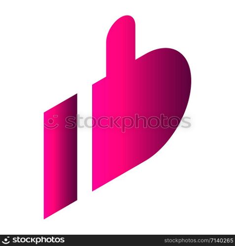 Pink thumb up icon. Isometric of pink thumb up vector icon for web design isolated on white background. Pink thumb up icon, isometric style