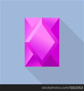 Pink tourmaline shiny stone icon. Flat illustration of pink tourmaline shiny stone vector icon for web design. Pink tourmaline shiny stone icon, flat style