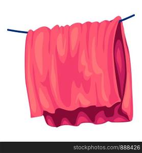 Pink towel icon. Cartoon of pink towel vector icon for web design isolated on white background. Pink towel icon, cartoon style