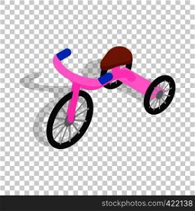 Pink tricycle isometric icon 3d on a transparent background vector illustration. Pink tricycle isometric icon