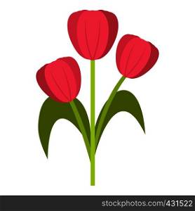 Pink tulips icon flat isolated on white background vector illustration. Pink tulips icon isolated